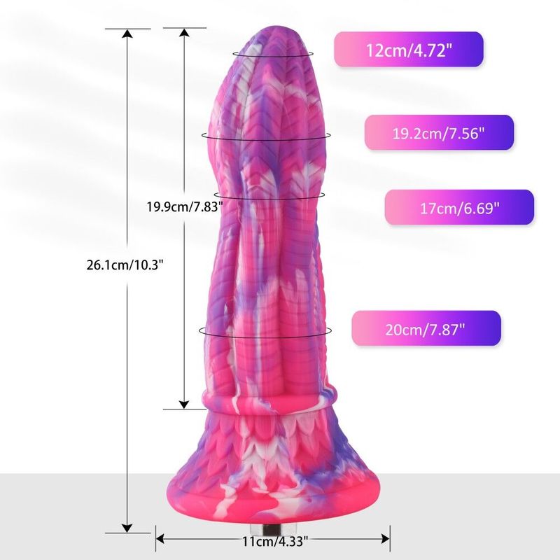 Фалоімітатор для секс-машин Hismith 10.3″ Silicone Monster Dildo Series, система кріплення KlicLok т жива фотографія