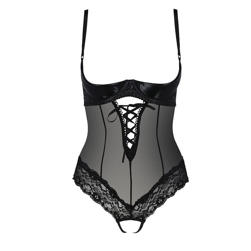Боді з відкритими грудьми Passion Exclusive NORTH BODY L/XL, black жива фотографія
