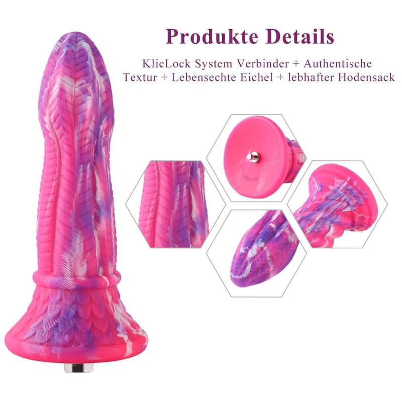 Фалоімітатор для секс-машин Hismith 10.3″ Silicone Monster Dildo Series, система кріплення KlicLok т жива фотографія