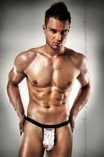 Распродажа!!! Мужские стринги с блестящим гульфиком Passion 015 THONG silver XXL/XXXL реальная фотография