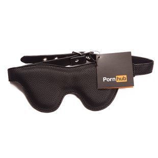 Маска на очі Pornhub Faux Leather Mask екошкіра, чорна, дуже комфортна жива фотографія