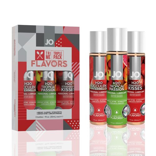 Набір System JO Tri-Me Triple Pack — Flavors (3×30 мл) три різні смаки оральних змазок жива фотографія
