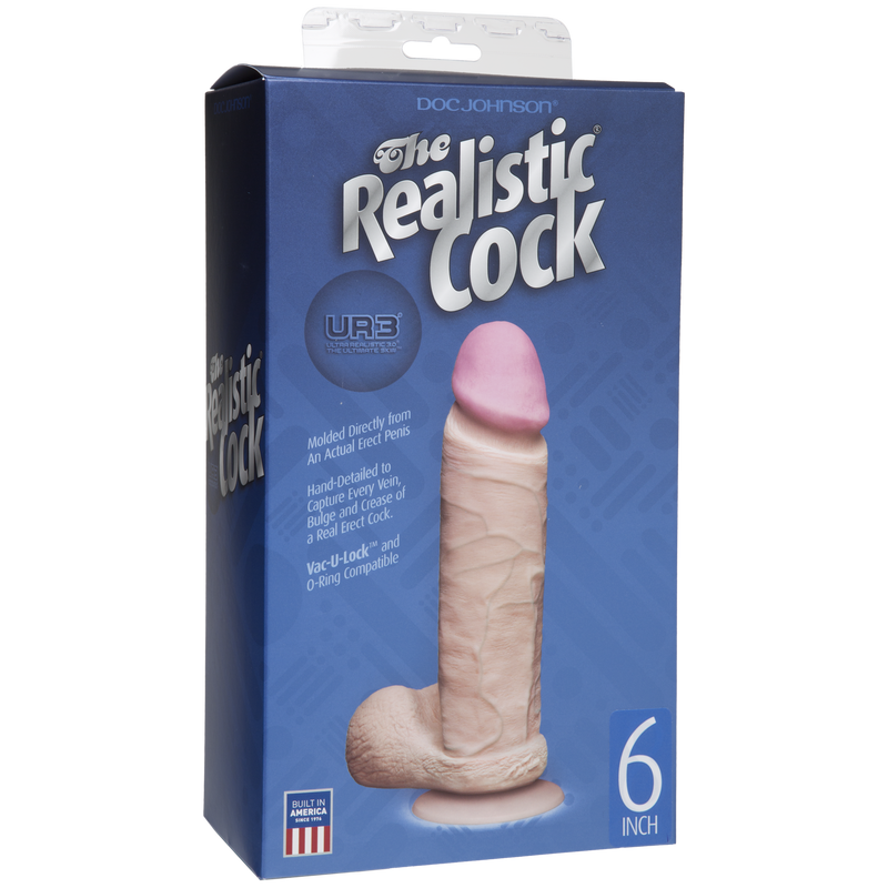 Фалоімітатор Doc Johnson The Realistic Cock 6 inch White – ULTRASKYN, Vack-U-Lock, діаметр 4,3 см жива фотографія