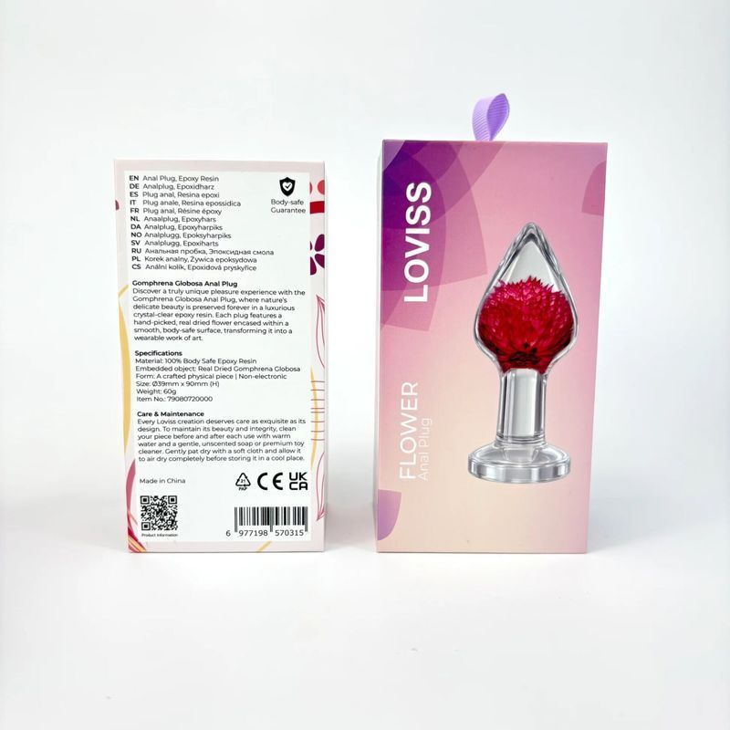 Розкішна анальна пробка Loviss Gomphrena Globosa Anal Plug зі справжнім амарантом усередині жива фотографія