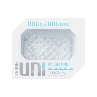 Унісекс-стимулятор Tenga UNI Diamond, білий, із зубчастим рельєфом, лубрикант у комплекті жива фотографія