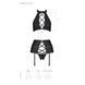 Комплект из эко-кожи с имитацией шнуровки Passion NANCY SET S/M black, топ, трусики, пояс для чулок