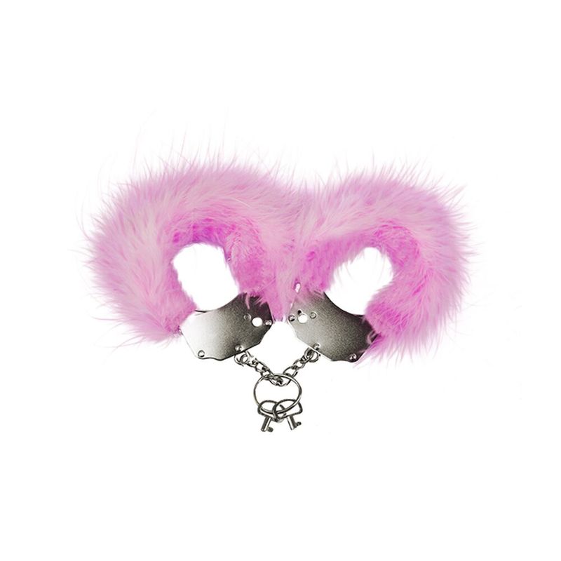 Наручники металлические Adrien Lastic Handcuffs Pink с розовой пушистой отделкой реальная фотография