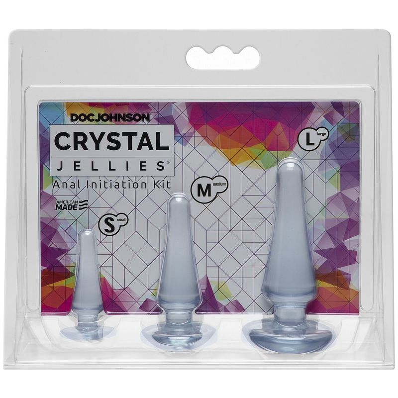 Набір анальних пробок Doc Johnson Crystal Jellies Anal - Clear, макс. діаметр 2см - 3 см - 4 см жива фотографія