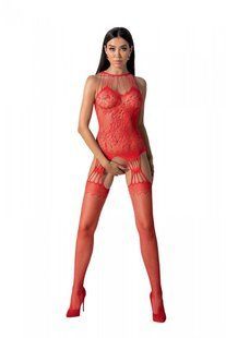 Бодистокинг с множеством бретелей Passion BS095 One Size, red, имитация пояса и чулок, с доступом реальная фотография