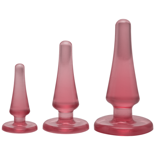 Набор анальных пробок Doc Johnson Crystal Jellies - Pink, макс. диаметр 2см - 3см - 4см реальная фотография