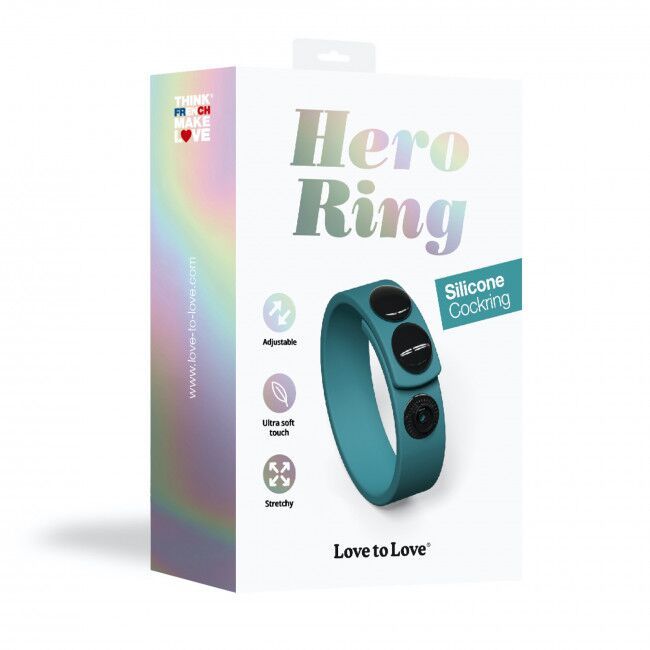 Регульоване ерекційне кільце на кнопках Love To Love HERO RING - TEAL ME жива фотографія