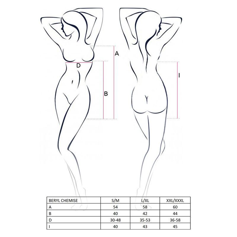 Сорочка бебі-дол Passion BERYL CHEMISE L/XL, black, трусики, напівпрозора, стрічка під груди жива фотографія