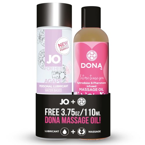 Подарочный набор System JO Limited Edition Promo Pack - Jo Agape (120мл) + DONA Flirty Massage (110) реальная фотография