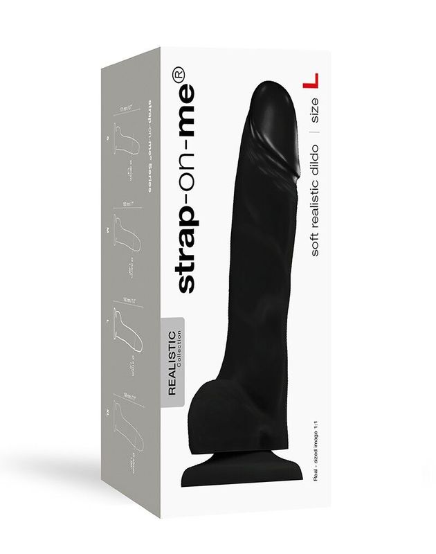 Реалистичный фаллоимитатор Strap-On-Me SOFT REALISTIC DILDO Black - Size L реальная фотография