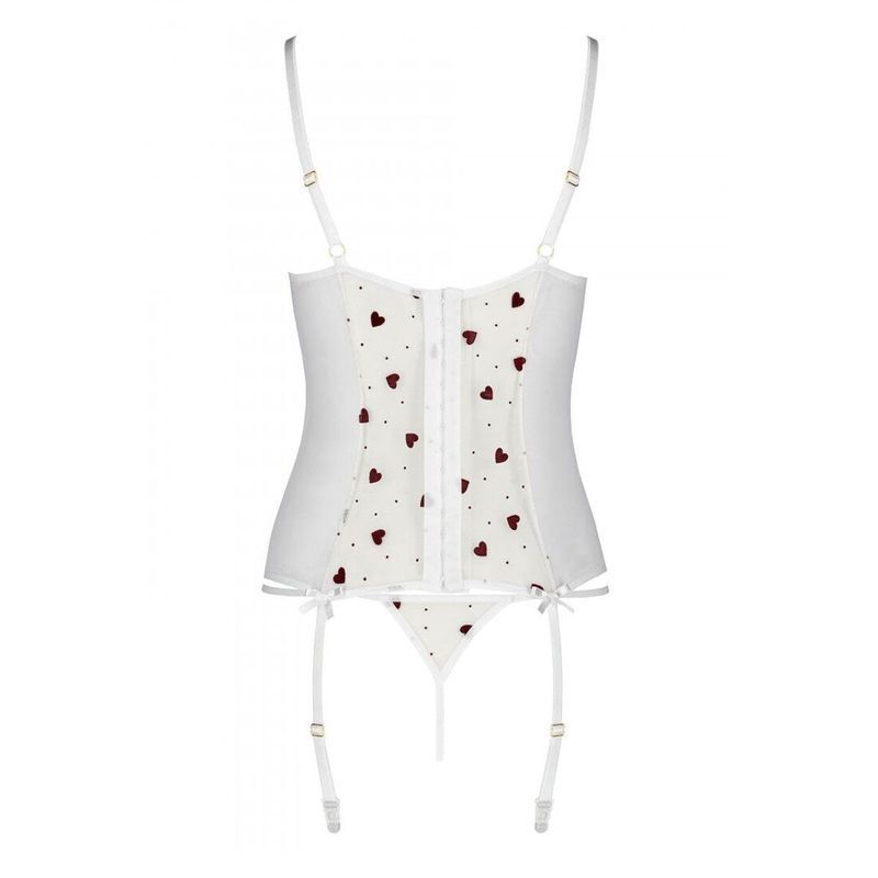 Корсет с подвязками, стринги Passion LOVELIA CORSET XXL/XXXL, white реальная фотография