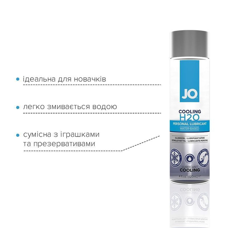 Охлаждающая смазка на водной основе JO H2O COOLING (120 мл) с ментолом, растительный глицерин реальная фотография