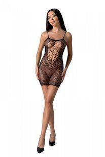 Ажурное мини-платье на тонких бретелях Passion BS096 One Size, black, плетение на груди реальная фотография