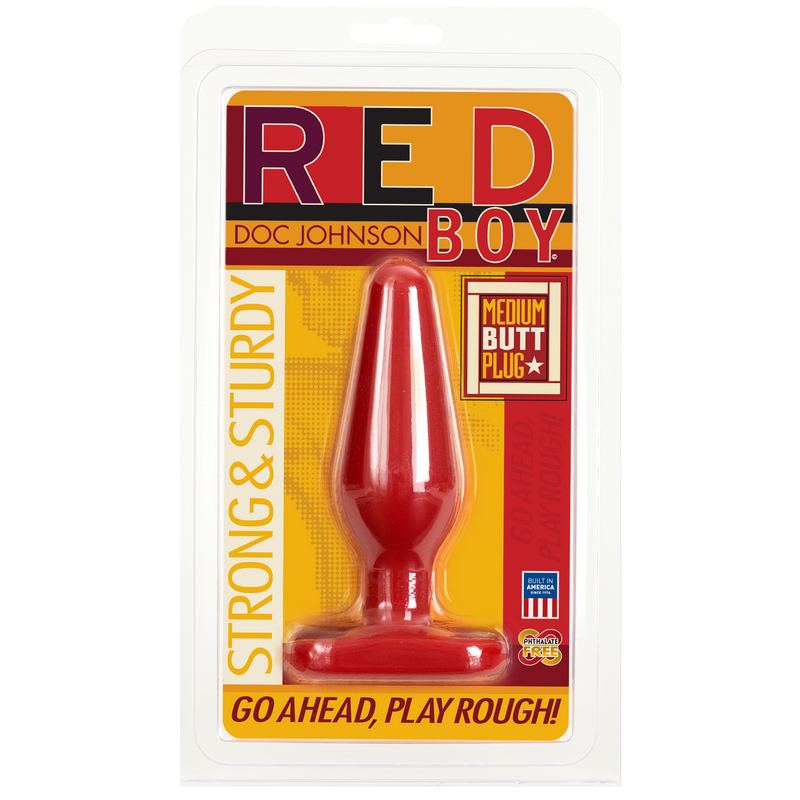 Анальная пробка Doc Johnson Red Boy - Medium 5.5 Inch, макс. диаметр 4см реальная фотография