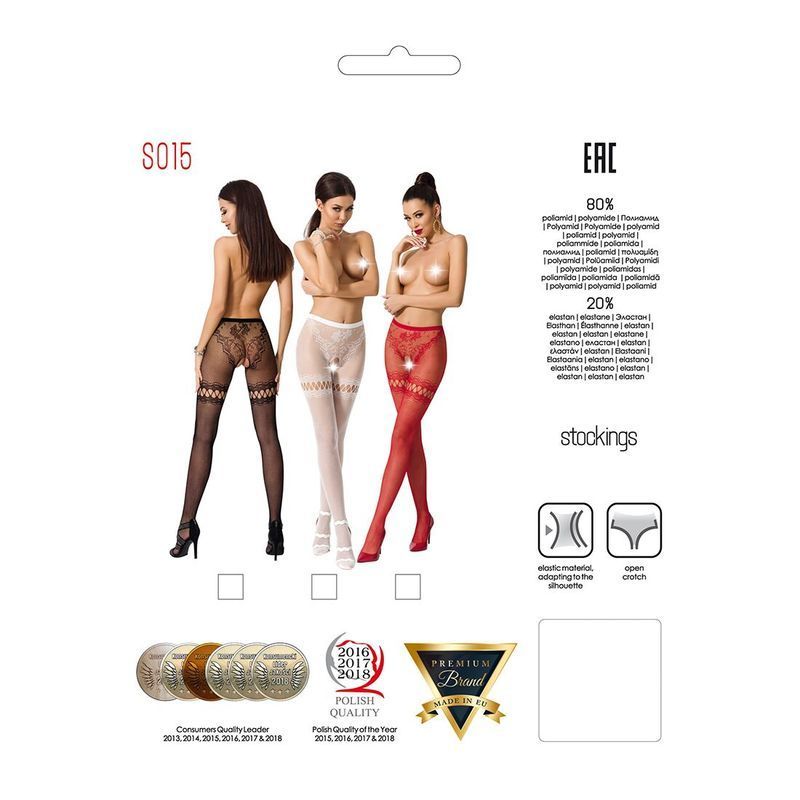Сетчатые колготки с открытым доступом Passion S015 One Size, Red, имитация чулок и трусиков реальная фотография