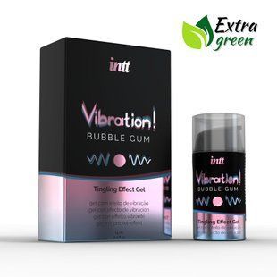 Жидкий вибратор Intt Vibration Bubble Gum (15 мл) EXTRA GREEN, очень вкусный, действует до 30 минут реальная фотография