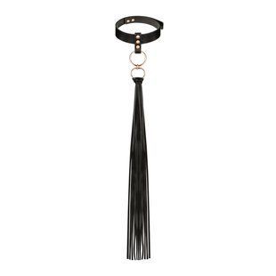 Ошейник с флоггером Rosy Gold - Collar with Flogger - Black реальная фотография