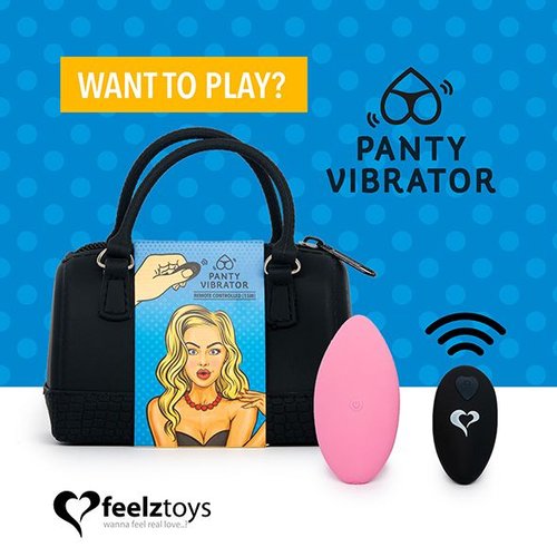 Вибратор в трусики FeelzToys Panty Vibrator Pink с пультом ДУ, 6 режимов работы, сумочка-чехол реальная фотография