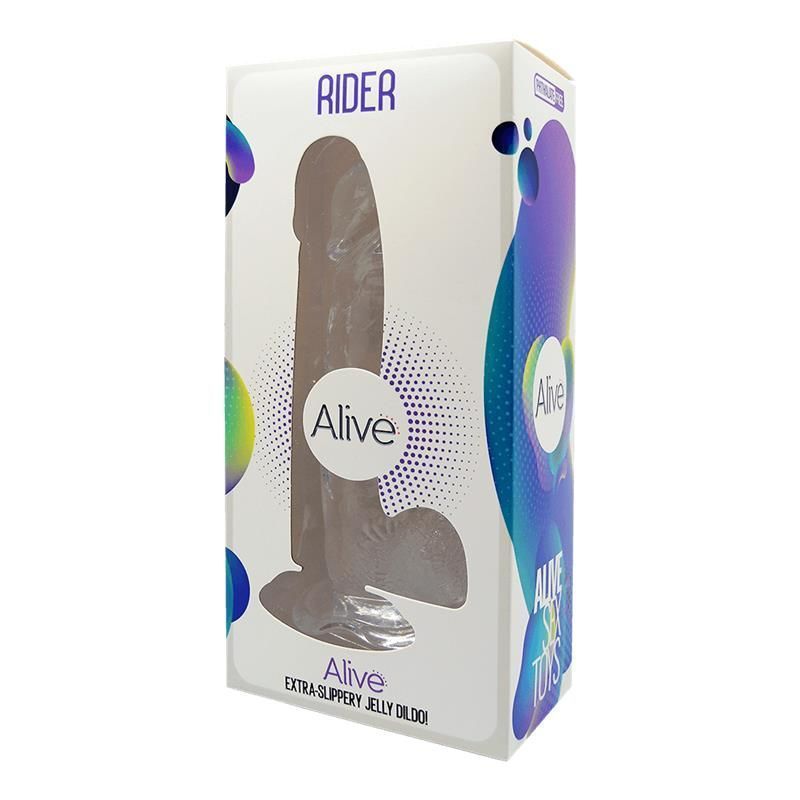Прозорий фалоімітатор Alive Jelly Dildo Rider, ТПЕ, присоска, діаметр 4 см, довжина 20 см жива фотографія