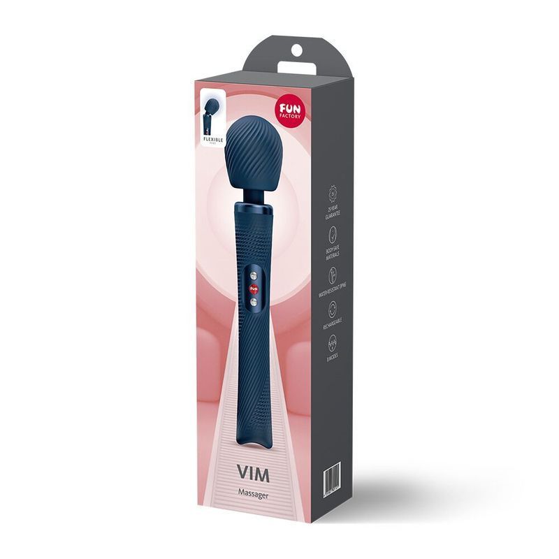 Вибромассажер Fun Factory VIM Vibrating Wand Nightblue, супермощный и легкий, до 6 часов работы реальная фотография
