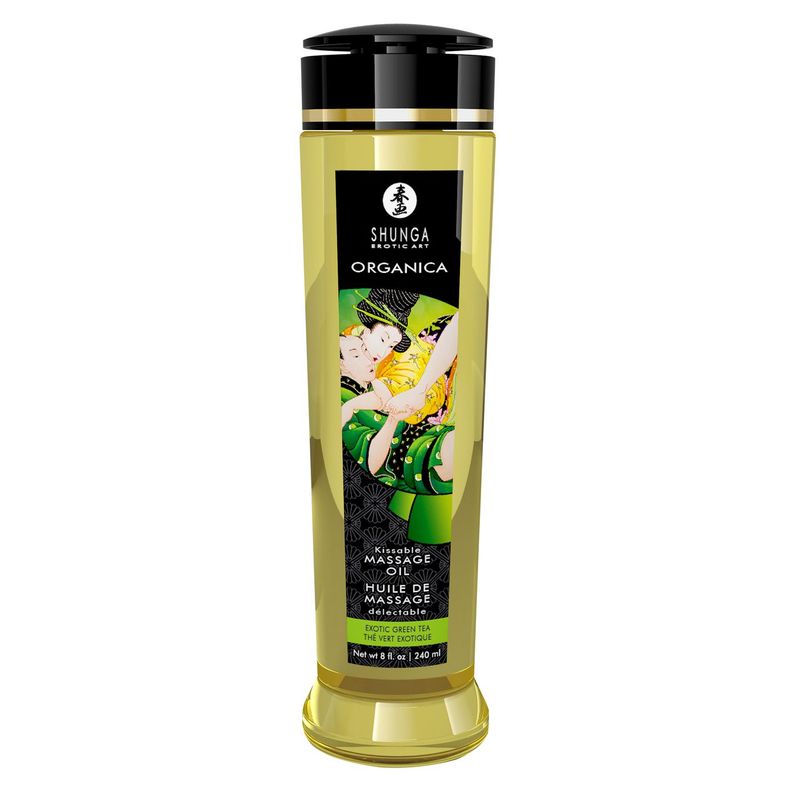 Органічна масажна олія Shunga ORGANICA – Exotic green tea (240 мл) з вітаміном Е жива фотографія