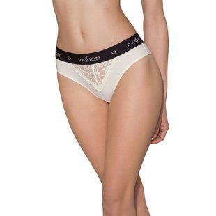 Трусики с широкой резинкой и кружевом Passion PS001 PANTIES L, ecru реальная фотография