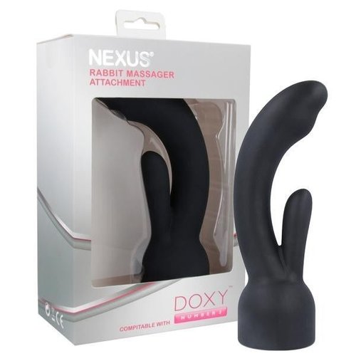 Насадка для вібромасажера Doxy Number 3 - Nexus Rabbit Massager у вигляді вібратора-кролика жива фотографія
