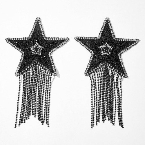Пестис-звезды с бахромой JSY Nipple Sticker RT236112 Black, стикеры реальная фотография
