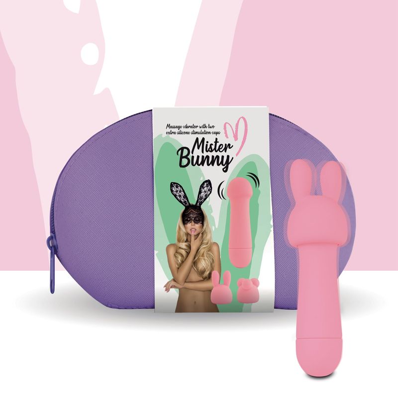 Мини-вибратор FeelzToys Mister Bunny Pink с двумя насадками реальная фотография