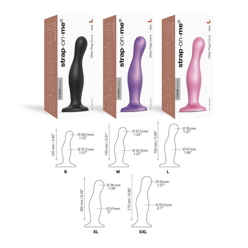 Насадка для страпона Strap-On-Me Dildo Plug Curvy Rose Dragee Metallic M реальная фотография