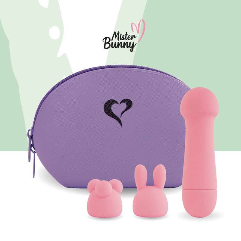 Мини-вибратор FeelzToys Mister Bunny Pink с двумя насадками реальная фотография