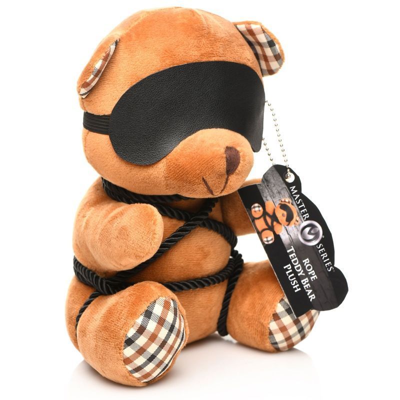 Плюшевый медвежонок ROPE Teddy Bear БДСМ в кожаной маске и обвязке, 22x16x12 см