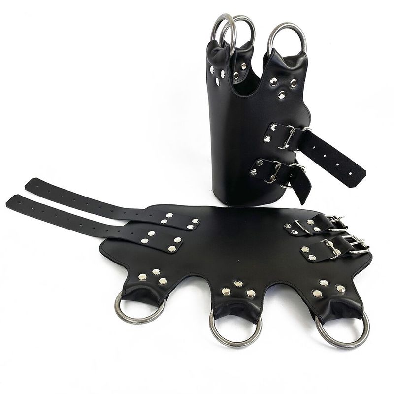Поножи манжеты для подвеса за ноги Leg Cuffs For Suspension из натуральной кожи, цвет черный реальная фотография