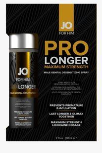 Пролонгувальний спрей JO Prolonger Spray with Lidocaine (60 мл), не містить мінеральних масел жива фотографія