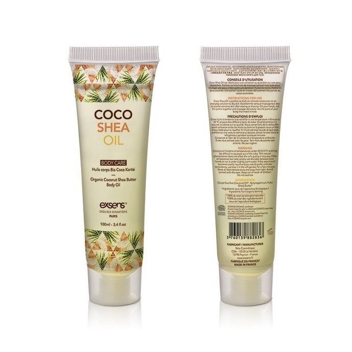 Органічна кокосова олія каріте (ши) для тіла EXSENS Coco Shea Oil 100 мл, сертифікат ECOCERT жива фотографія