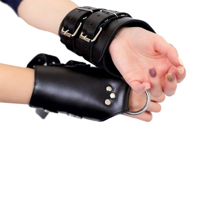 Манжеты для подвеса за руки Kinky Hand Cuffs For Suspension из натуральной кожи, цвет черный реальная фотография