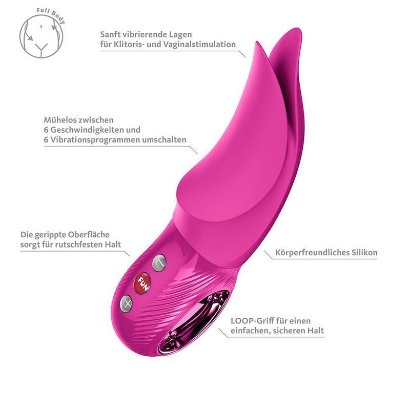 Вибратор для клитора Fun Factory VOLTA Magenta, гибкий двойной кончик реальная фотография