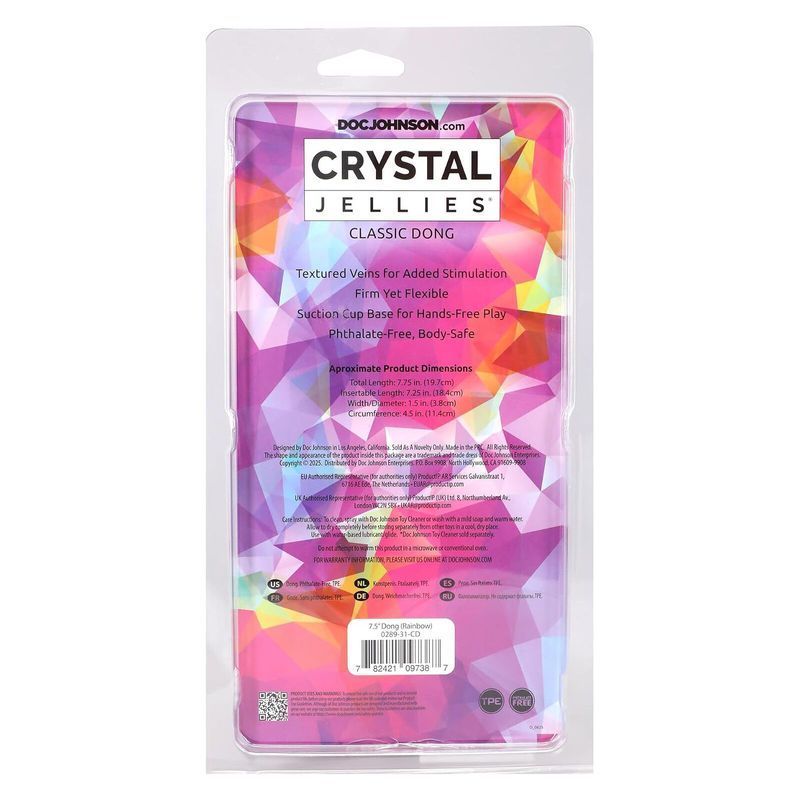 Фалоімітатор Doc Johnson Crystal Jellies - 7.5 Inch Dong - Rainbow жива фотографія