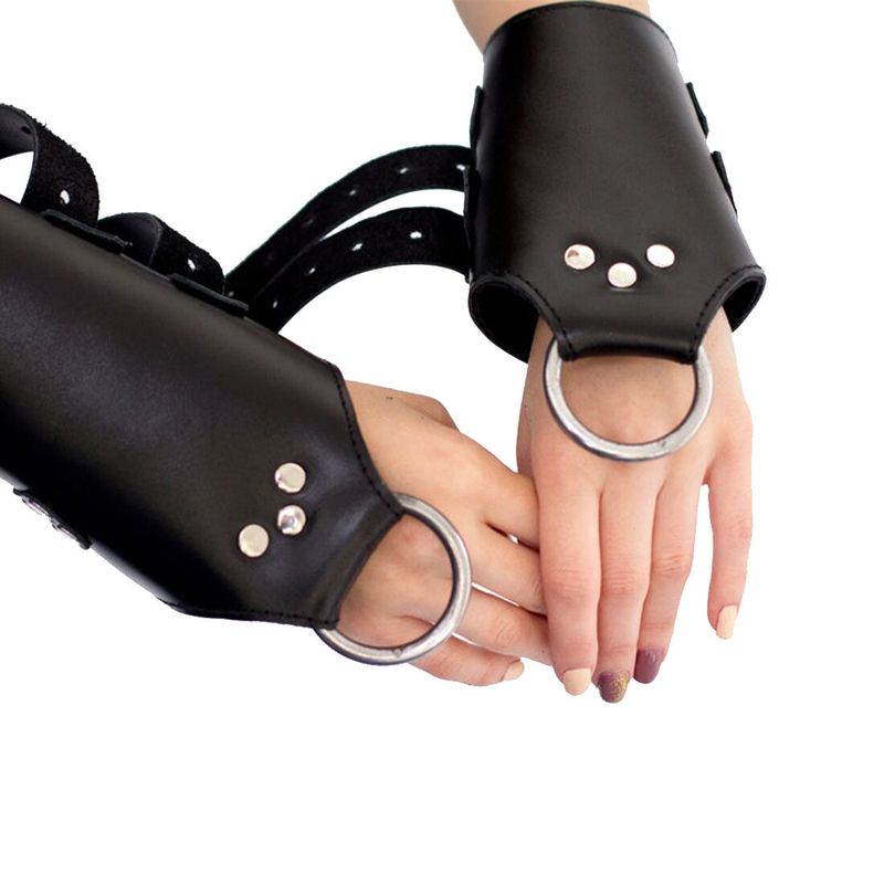 Манжеты для подвеса за руки Kinky Hand Cuffs For Suspension из натуральной кожи, цвет черный реальная фотография