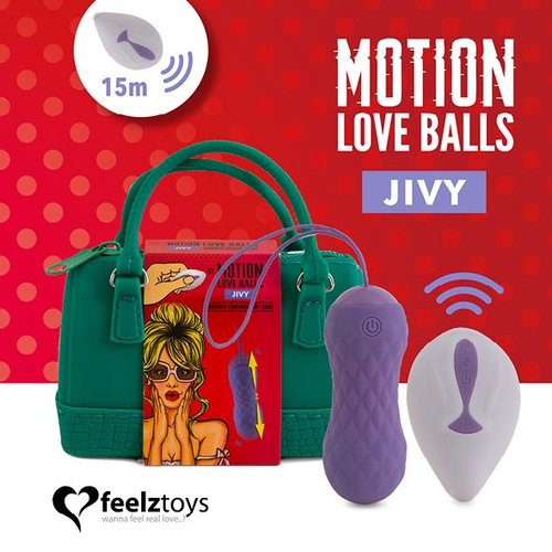 Вагінальні кульки з масажем і вібрацією FeelzToys Motion Love Balls Jivy з пультом ДК, 7 режимів жива фотографія