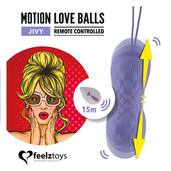 Вагинальные шарики с массажем и вибрацией FeelzToys Motion Love Balls Jivy с пультом ДУ, 7 режимов реальная фотография