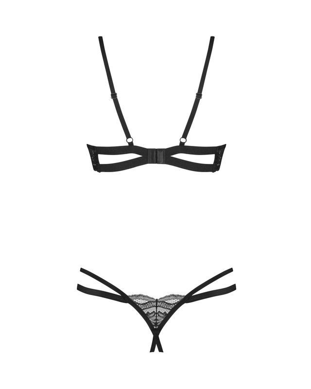 Комплект Obsessive Nutris 2-pcs crotchless set, M/L, ліф з відкритими чашками, трусики з доступом жива фотографія