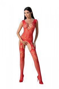 Бодистокинг с плетением на груди Passion BS099 One Size, red, открытый доступ, имитация подвязок реальная фотография