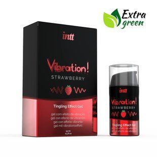 Жидкий вибратор Intt Vibration Strawberry (15 мл) EXTRA GREEN, очень вкусный, действует до 30 минут реальная фотография