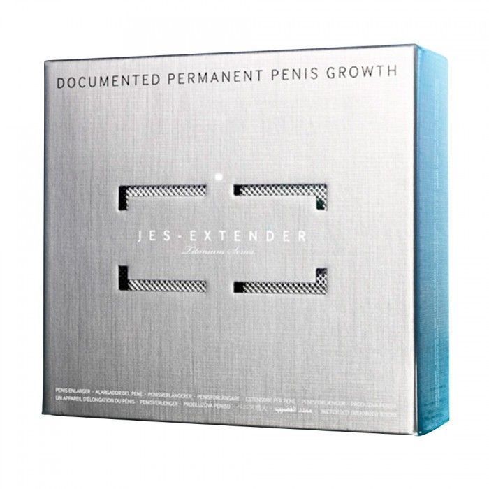 Екстендер для збільшення члена Jes-Extender Titanium, ремінцевий, алюмінієвий кейс жива фотографія