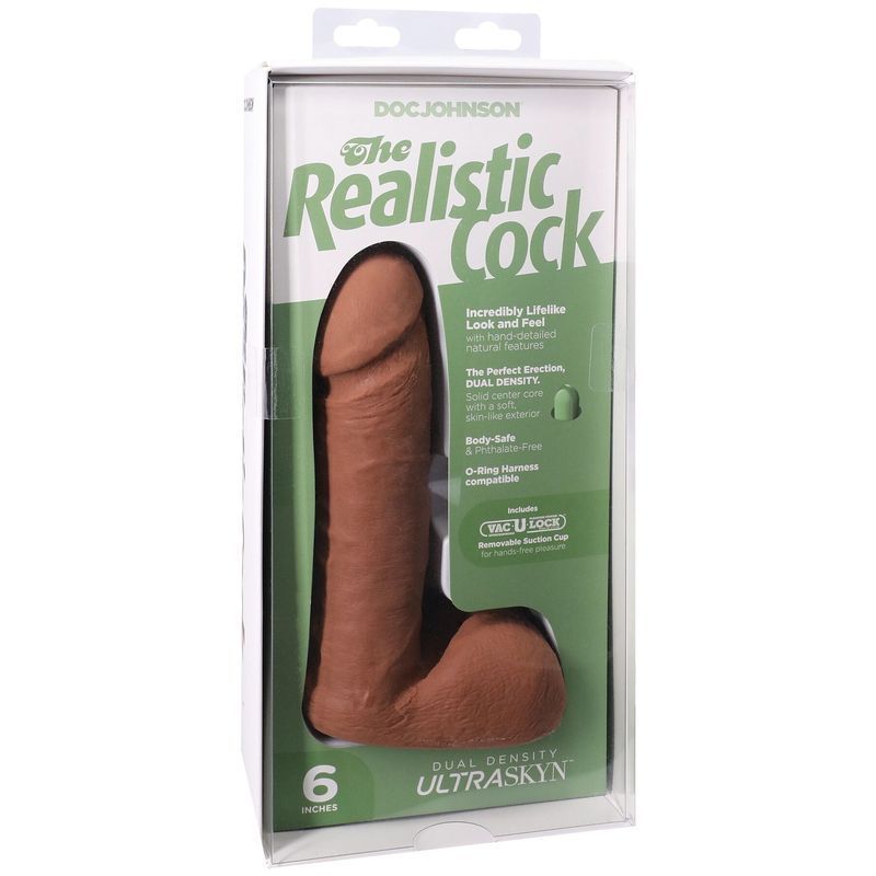 Фалоімітатор Doc Johnson The Realistic Cock ULTRASKYN - 6 Inch with Balls Caramel жива фотографія